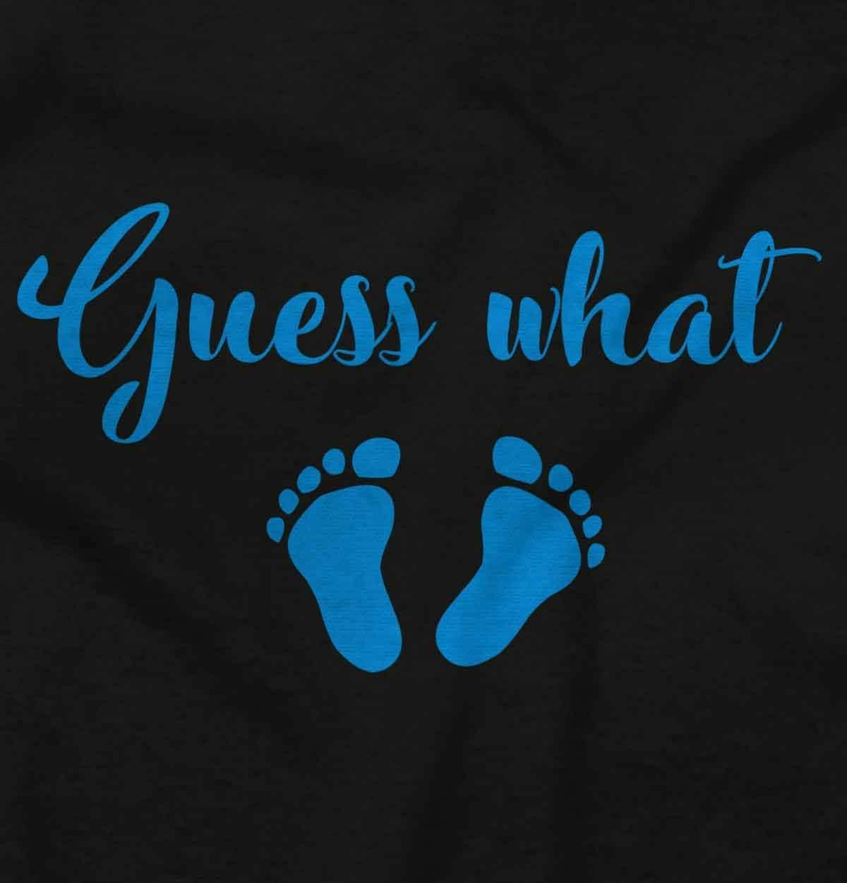 imageWomens Maternity Guess What Baby Feet Expecting Bump T Shirt TeeBlack Blue Ink