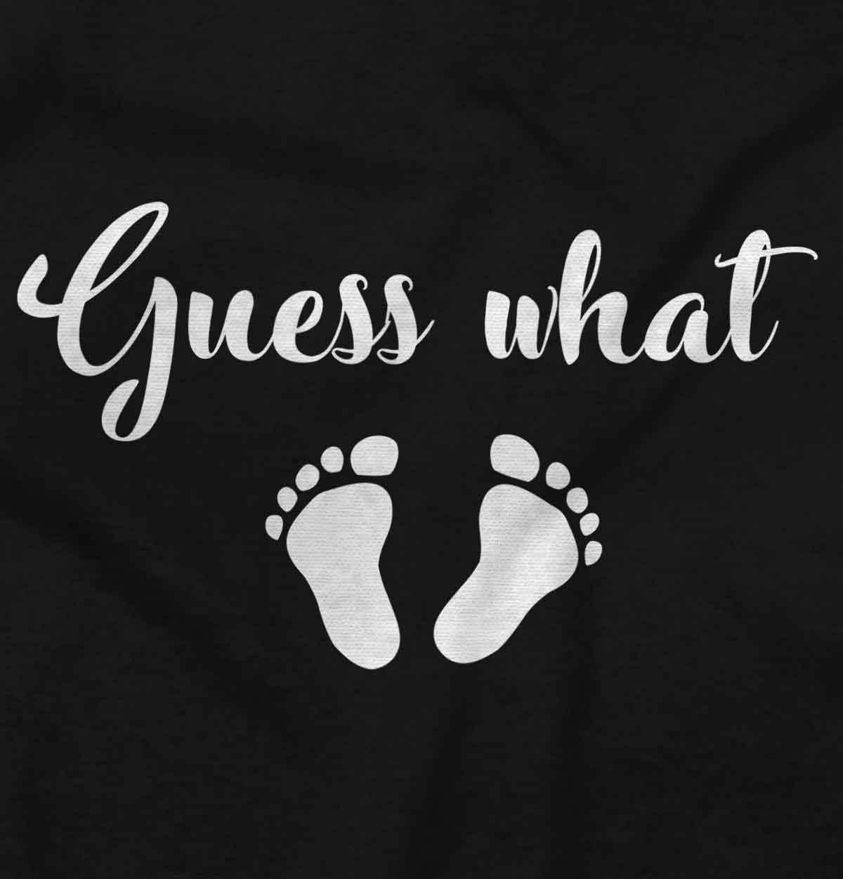 imageWomens Maternity Guess What Baby Feet Expecting Bump T Shirt TeeBlack White Ink