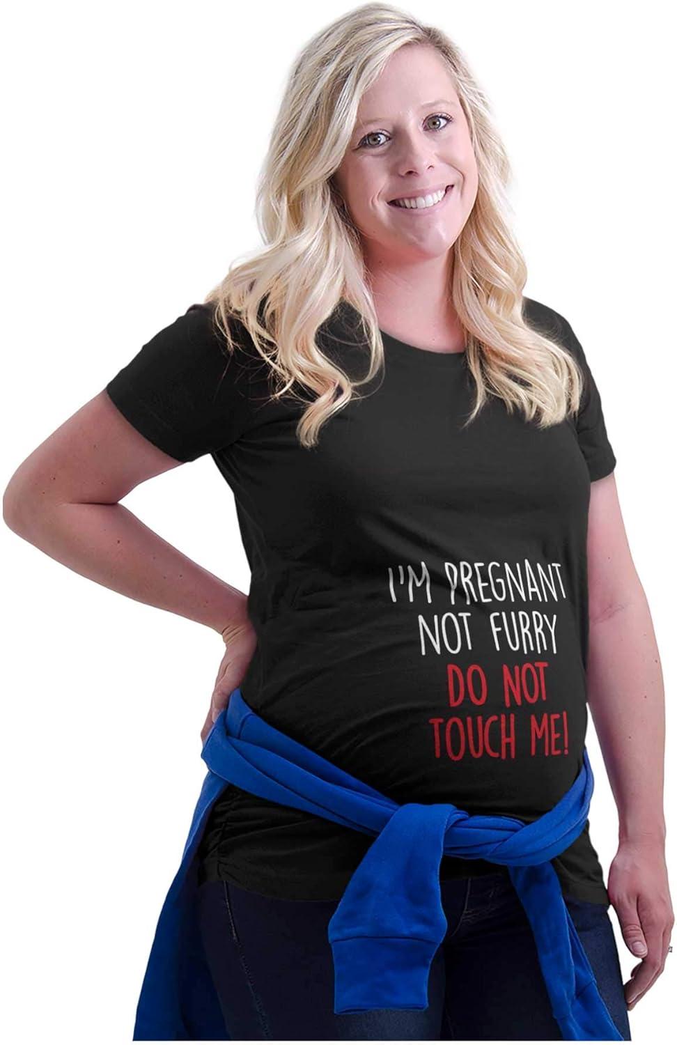 imageWomens Maternity Pregnant Not Furry Dont Touch Me T Shirt TeeBlack