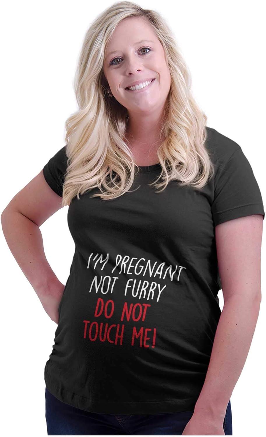 imageWomens Maternity Pregnant Not Furry Dont Touch Me T Shirt TeeBlack