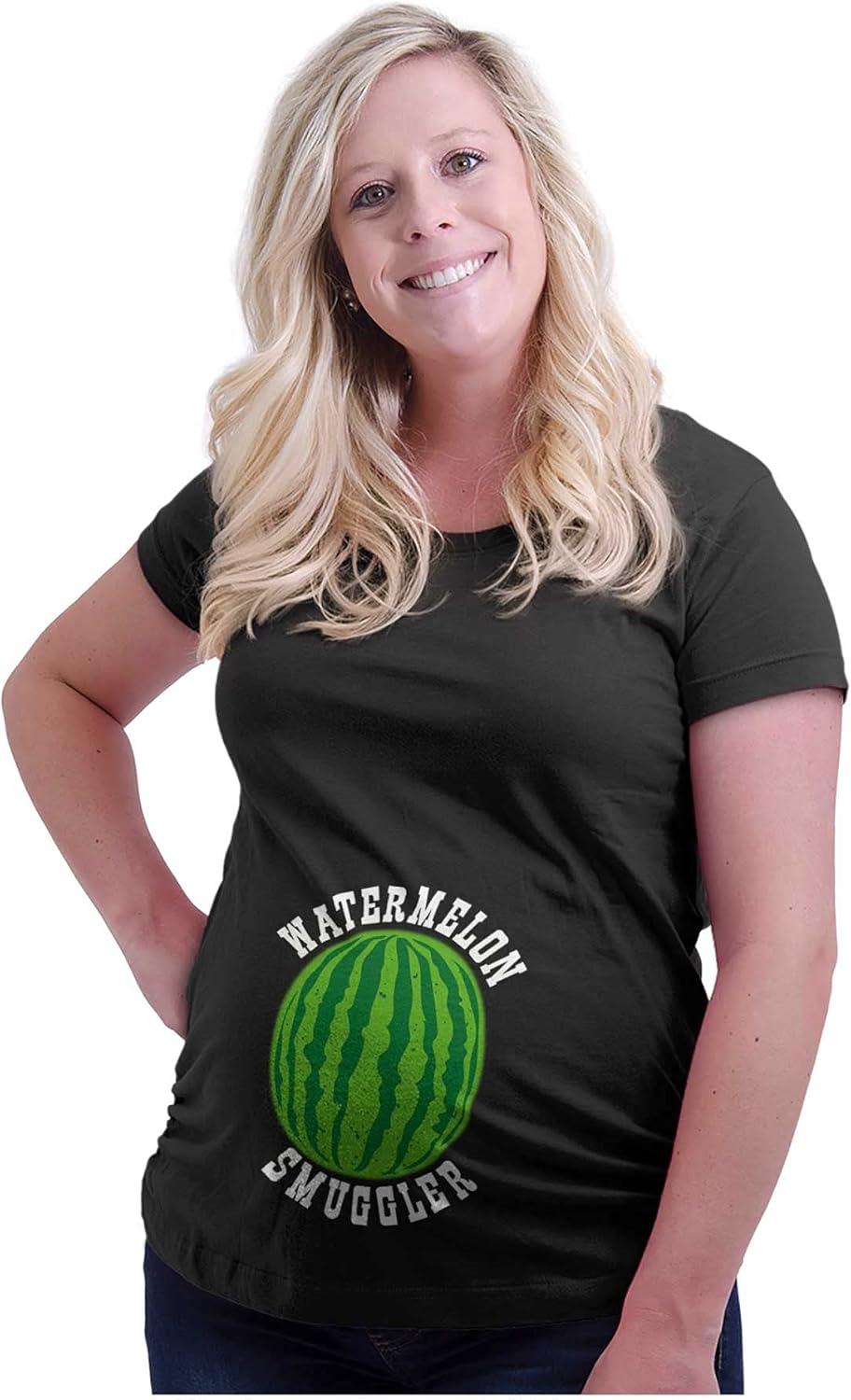 imageWomens Maternity Watermelon Smuggler Funny Pregnancy T Shirt TeeBlack