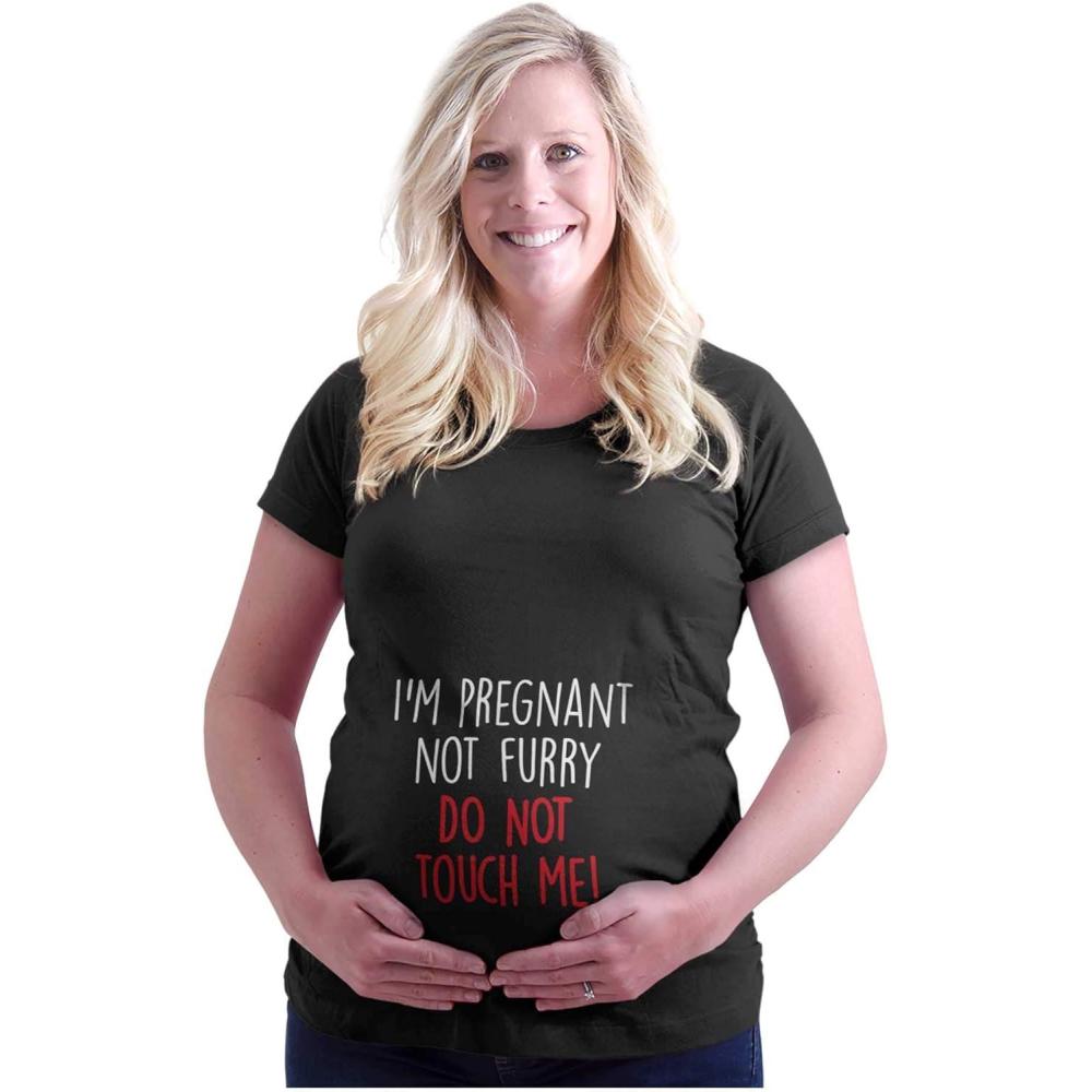 imageWomens Maternity Pregnant Not Furry Dont Touch Me T Shirt TeeBlack