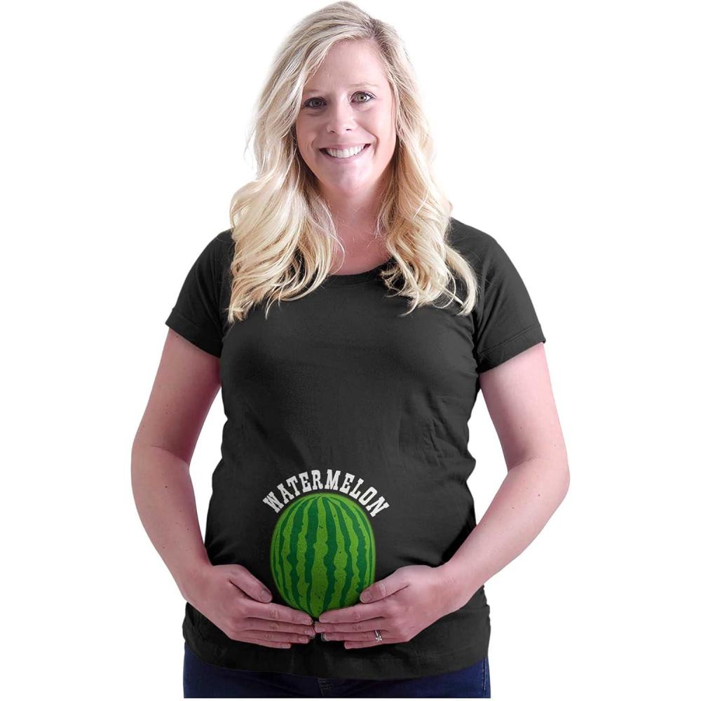 imageWomens Maternity Watermelon Smuggler Funny Pregnancy T Shirt TeeBlack