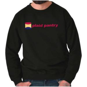 Brisco Brands Plaid Pantry Store Minimalist Logo Sweatshirt for Men or Women(Black)