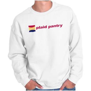 Brisco Brands Plaid Pantry Store Minimalist Logo Sweatshirt for Men or Women(White)