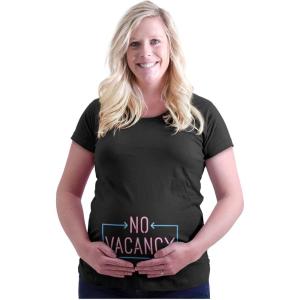 Womens Maternity No Vacancy Hilarious Baby Bump T Shirt Tee(Black)