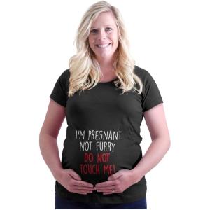 Womens Maternity Pregnant Not Furry Don’t Touch Me T Shirt Tee(Black)