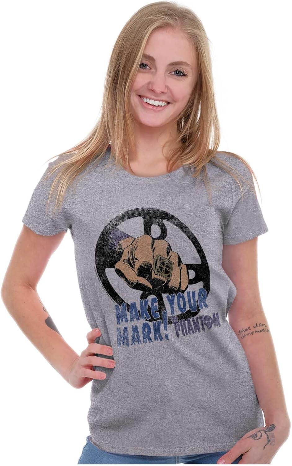 imageBrisco Brands The Phantom Make Your Mark Retro Womens Slim Fit Graphic TeeSport Grey