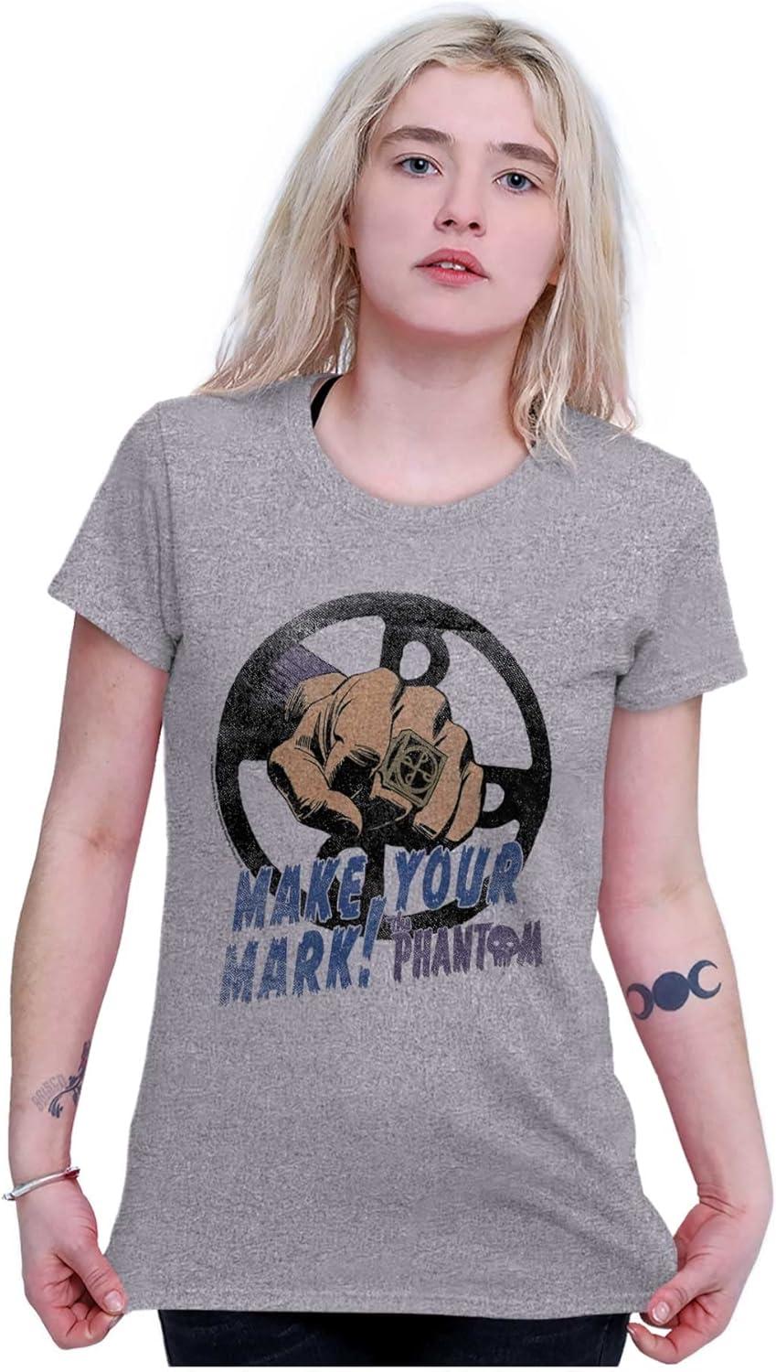 imageBrisco Brands The Phantom Make Your Mark Retro Womens Slim Fit Graphic TeeSport Grey