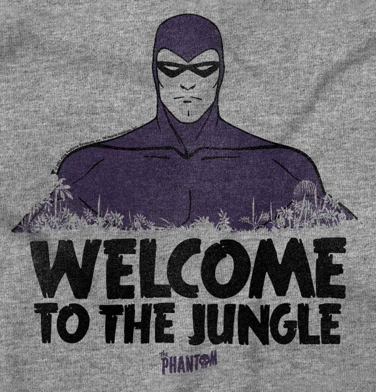 imageBrisco Brands The Phantom Welcome to The Jungle Crewneck T Shirts Boy GirlSport Grey