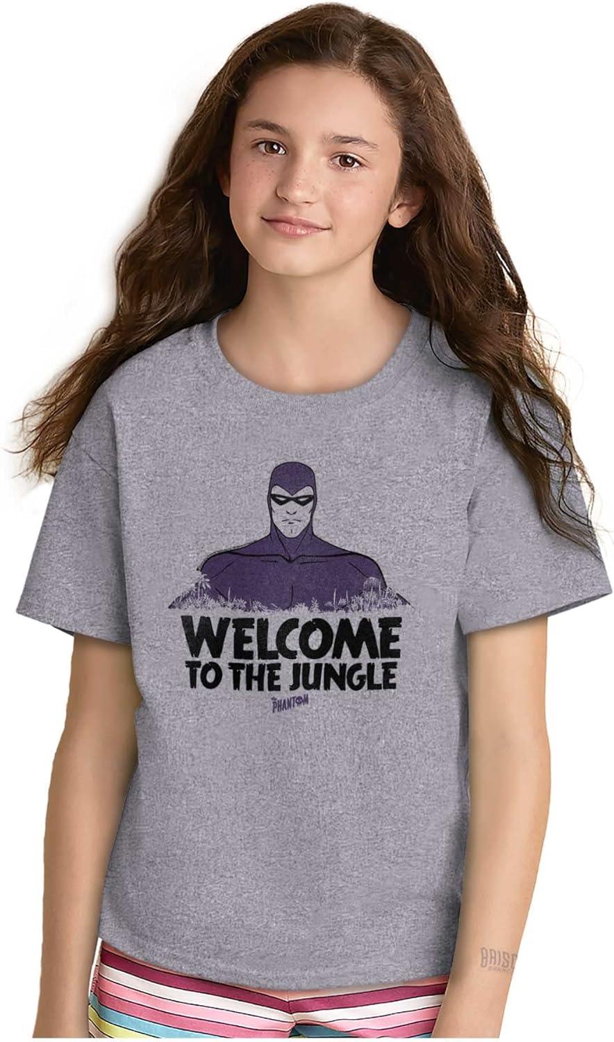 imageBrisco Brands The Phantom Welcome to The Jungle Crewneck T Shirts Boy GirlSport Grey