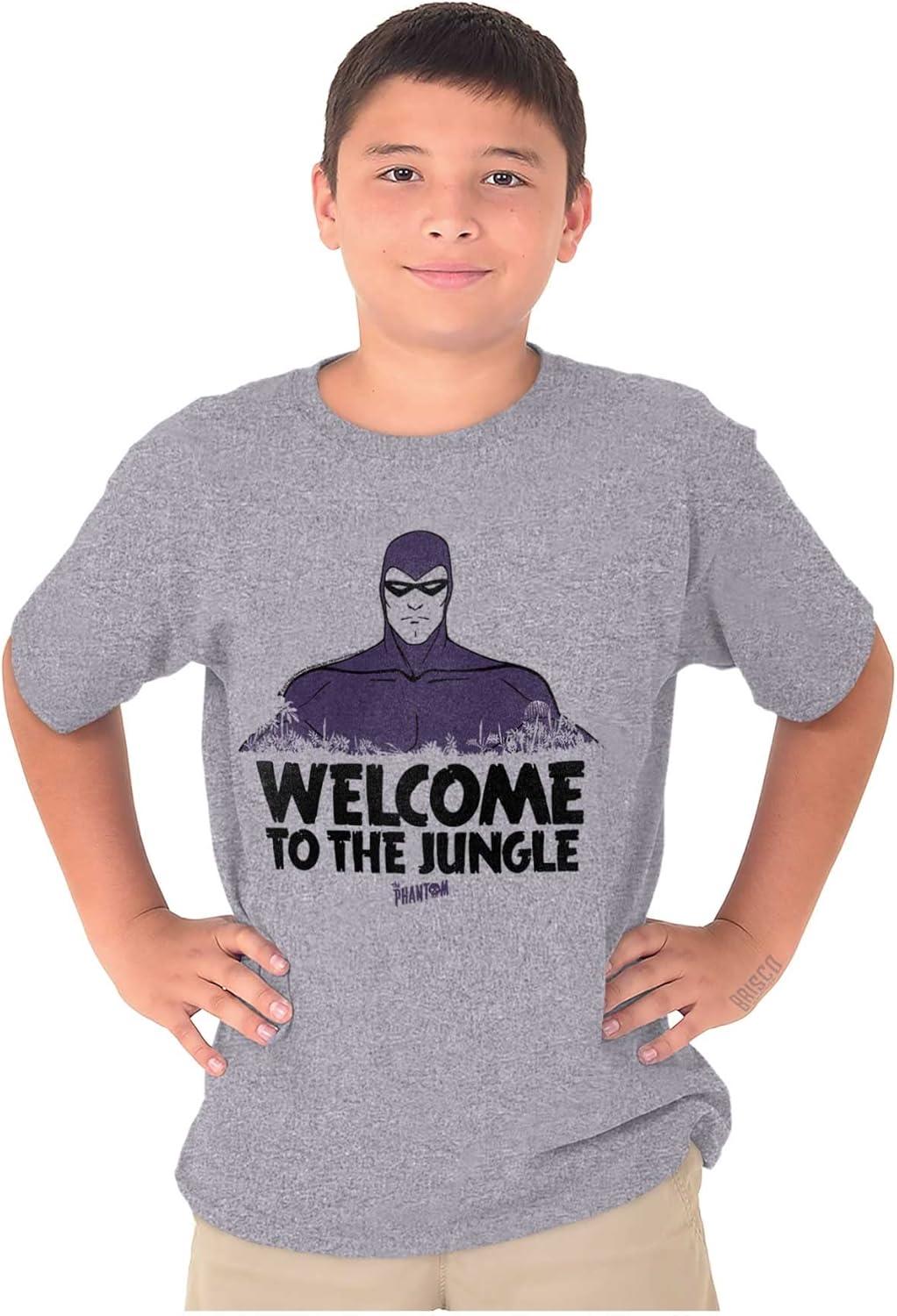 imageBrisco Brands The Phantom Welcome to The Jungle Crewneck T Shirts Boy GirlSport Grey