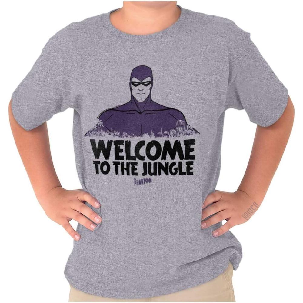 imageBrisco Brands The Phantom Welcome to The Jungle Crewneck T Shirts Boy GirlSport Grey