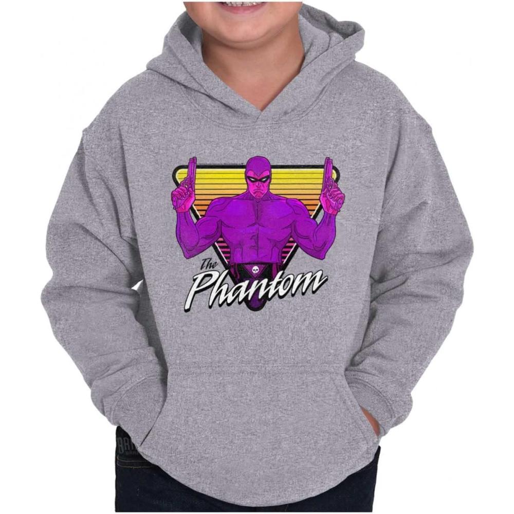 imageBrisco Brands the Phantom Vintage Superhero Youth Hoodie Boy GirlSport Grey