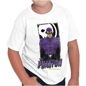 Brisco Brands The Phantom Ghost Who Walks Skull Crewneck T Shirts Boy Girl(White)