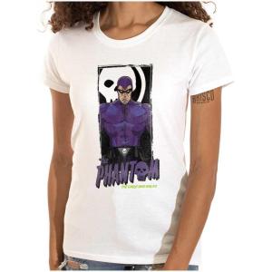 Brisco Brands The Phantom Ghost Who Walks Skull Womens Slim Fit Graphic Tee(White)