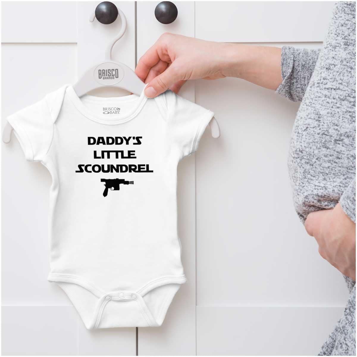 imageBrisco Brands Daddys Little Scoundrel Dark Galaxy Baby Romper Boys or GirlsWhite