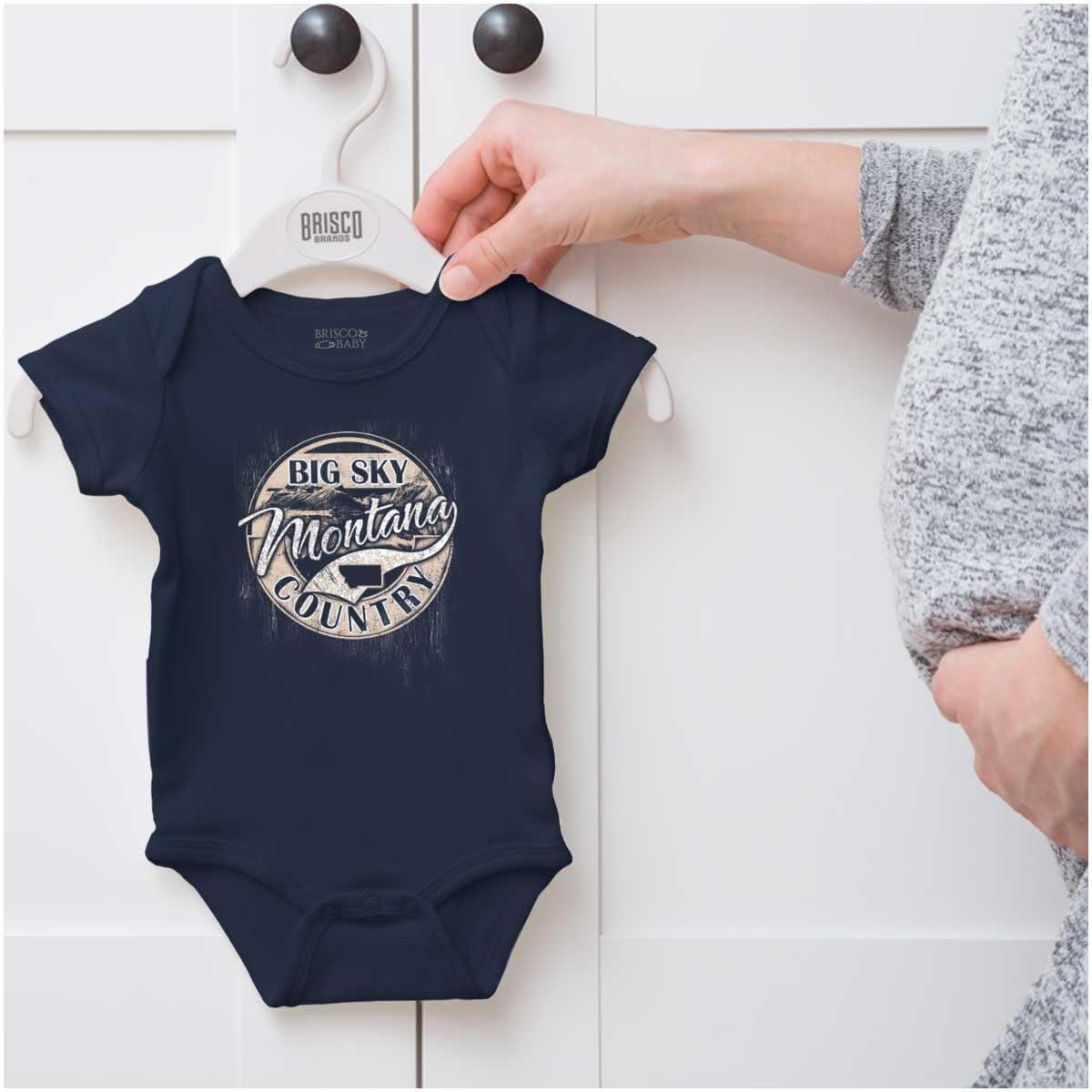 imageBrisco Brands Montana MT Big Sky Country Souvenir Baby Romper Boys or GirlsNavy