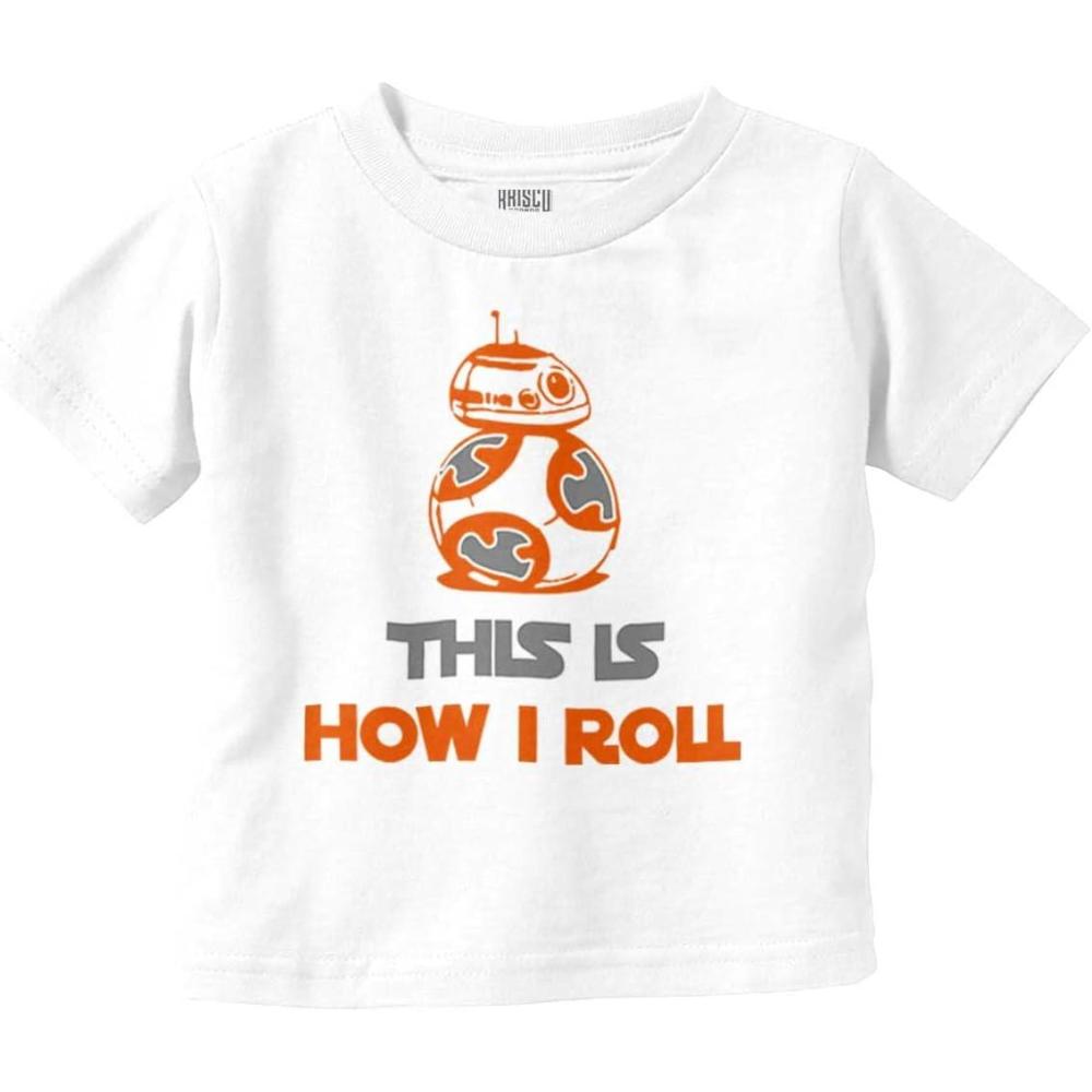 imageBrisco Brands This is How I Roll Space Robot Galaxy Toddler Boy Girl T ShirtWhite