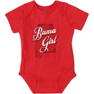 Brisco Brands Alabama Girl AL Home State Pride Baby Bodysuit Jumper Girls(Red)