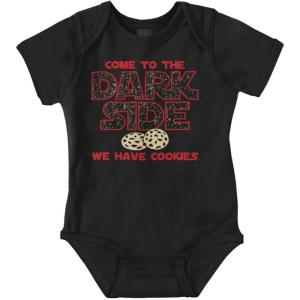 Brisco Brands Come To The Dark Side We Have Cookies Baby Romper Boys or Girls(Black)