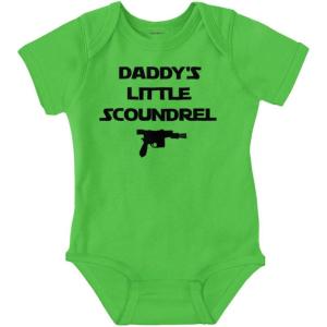 Brisco Brands Daddy’s Little Scoundrel Dark Galaxy Baby Romper Boys or Girls(Apple)