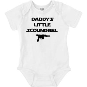 Brisco Brands Daddy’s Little Scoundrel Dark Galaxy Baby Romper Boys or Girls(White)