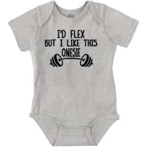 Brisco Brands I’d Flex But I Like This One Piece Baby Bodysuit Jumper Boys(Heather)