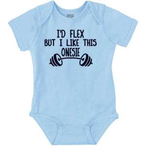 Brisco Brands I’d Flex But I Like This One Piece Baby Bodysuit Jumper Boys(Light Blue)