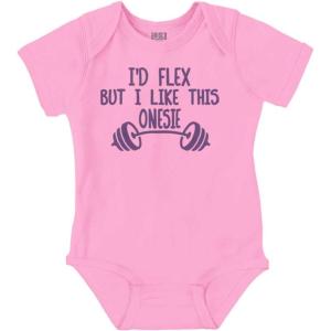 Brisco Brands I’d Flex But I Like This One Piece Baby Bodysuit Jumper Boys(Pink)