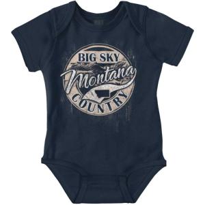 Brisco Brands Montana MT Big Sky Country Souvenir Baby Romper Boys or Girls(Navy)