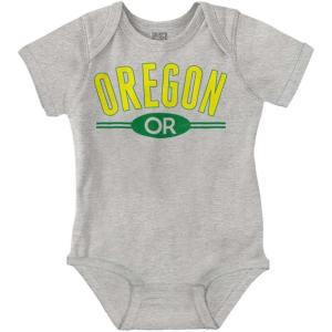Brisco Brands Oregon OR Distressed Student Baby Romper Boys or Girls(Heather)