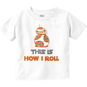 Brisco Brands This is How I Roll Space Robot Galaxy Toddler Boy Girl T Shirt(White)