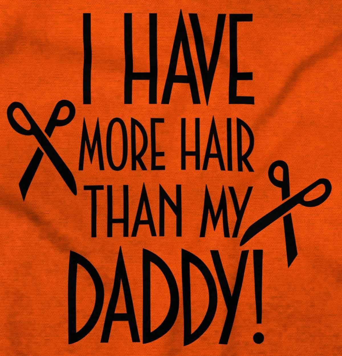 imageBrisco Brands I Have More Hair Than Daddy Joke Baby Romper Boys or GirlsOrange