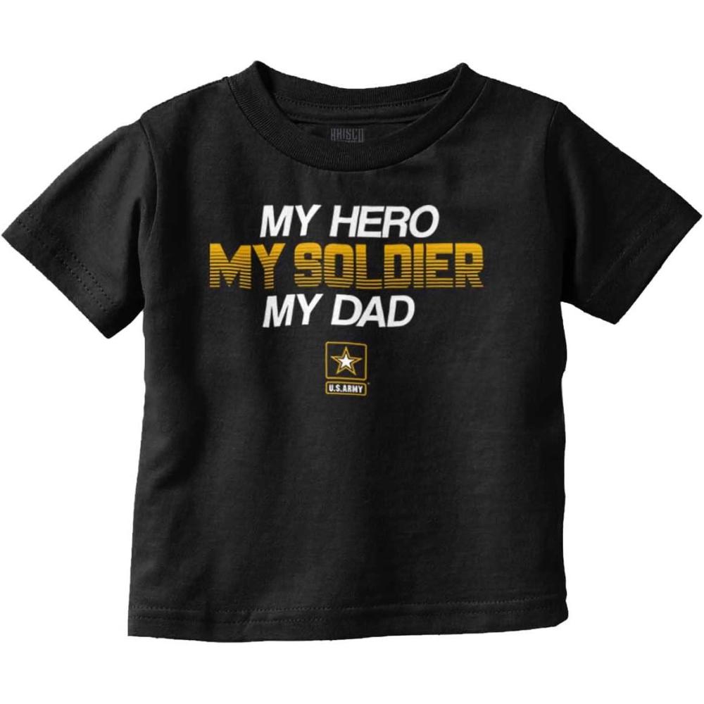 imageUS Army Logo My Dad Hero Soldier Toddler Boy Girl T ShirtBlack
