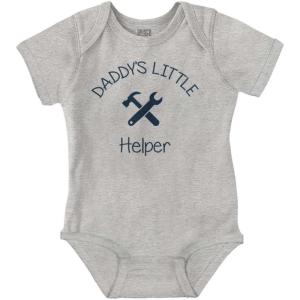 Brisco Brands Daddy’s Little Helper Handyman Father Baby Romper Boys or Girls(Heather)