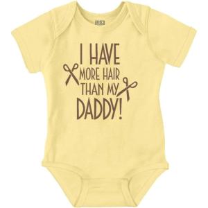 Brisco Brands I Have More Hair Than Daddy Joke Baby Romper Boys or Girls(Banana)