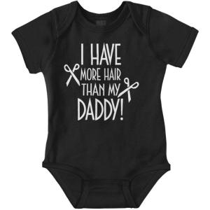 Brisco Brands I Have More Hair Than Daddy Joke Baby Romper Boys or Girls(Black)