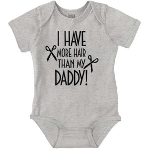 Brisco Brands I Have More Hair Than Daddy Joke Baby Romper Boys or Girls(Heather)