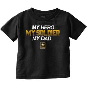 US Army Logo My Dad Hero Soldier Toddler Boy Girl T Shirt(Black)
