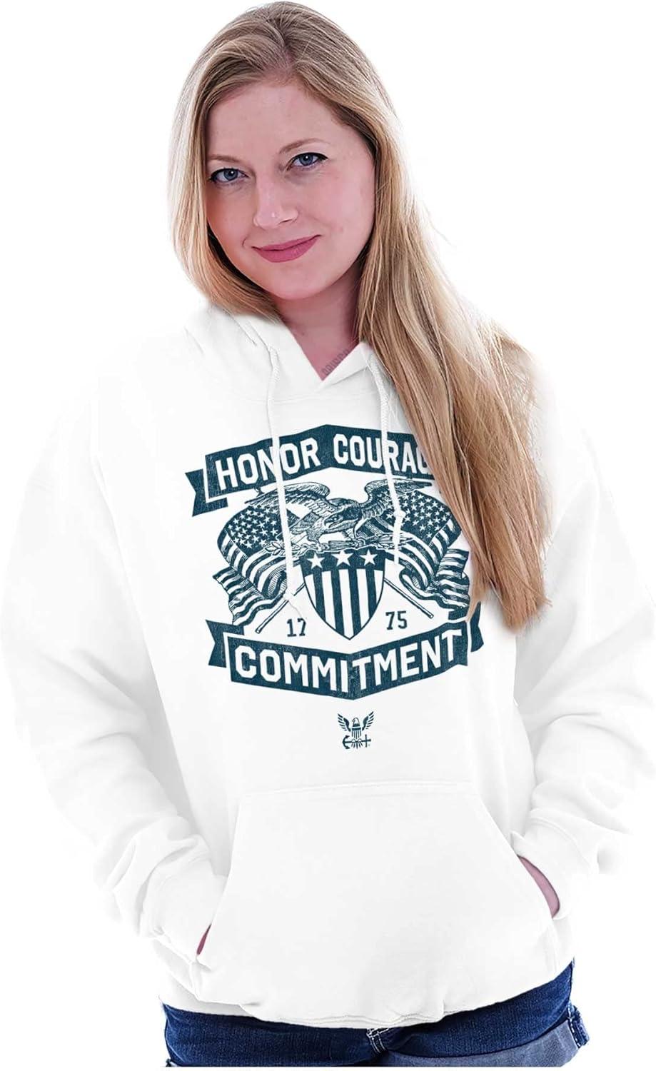 imageBrisco Brands US Navy Honor Courage Commitment Hoodie Sweatshirt Women MenWhite