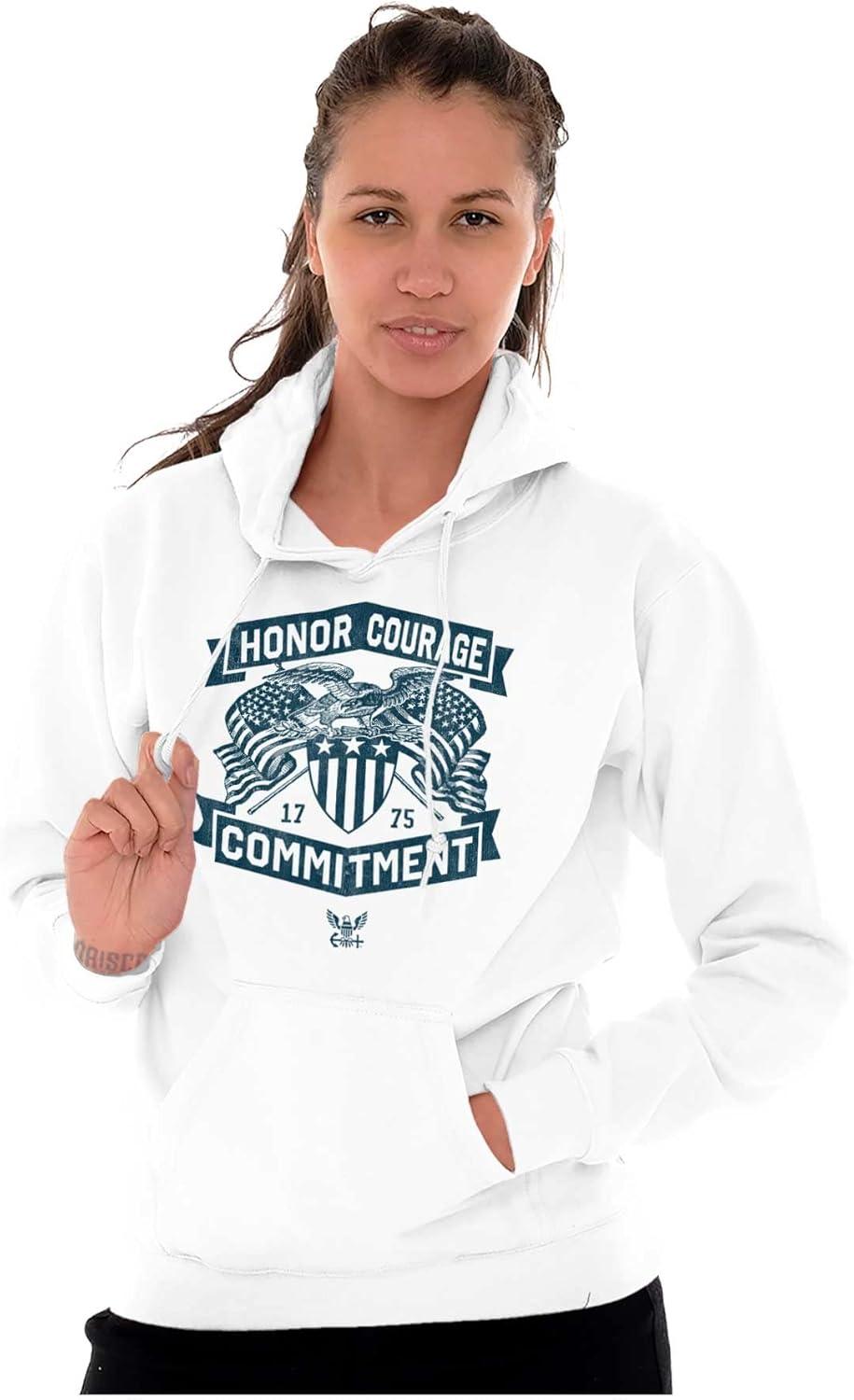 imageBrisco Brands US Navy Honor Courage Commitment Hoodie Sweatshirt Women MenWhite