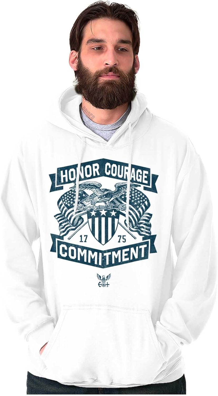 imageBrisco Brands US Navy Honor Courage Commitment Hoodie Sweatshirt Women MenWhite