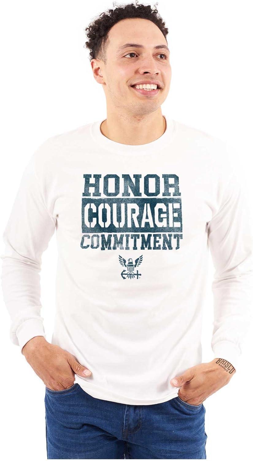 imageBrisco Brands US Navy Honor Courage Commitment Long Sleeve Tshirt Men WomenWhite