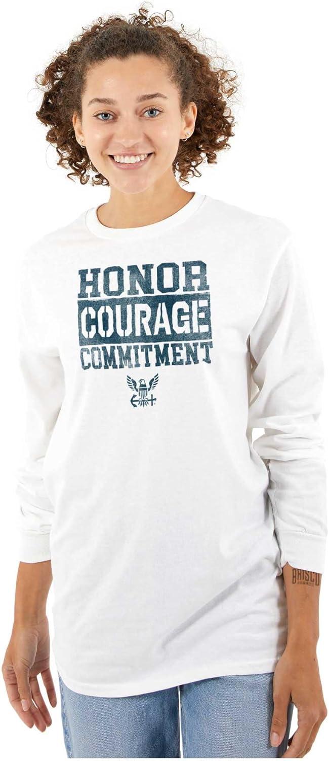 imageBrisco Brands US Navy Honor Courage Commitment Long Sleeve Tshirt Men WomenWhite