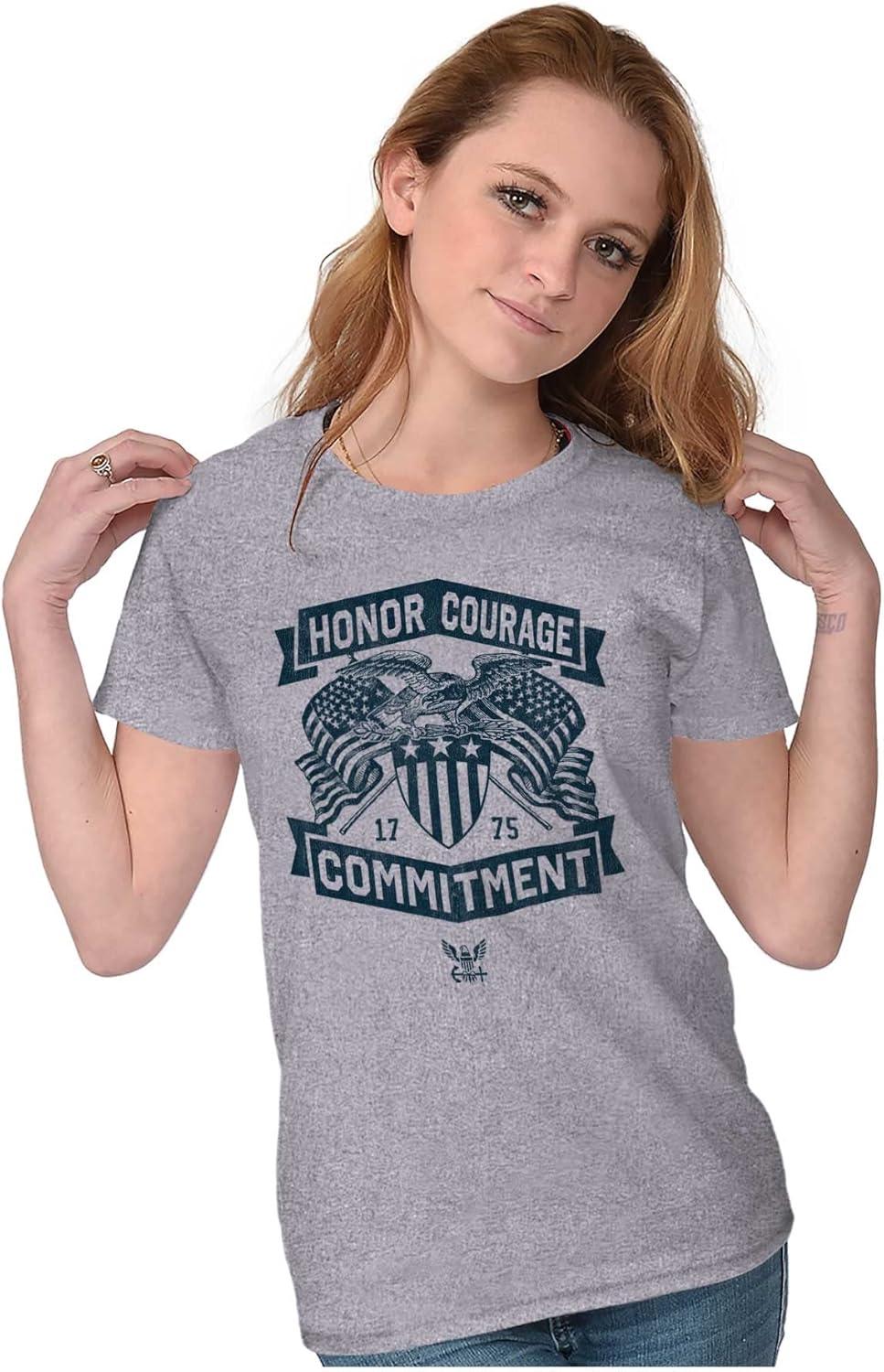 imageBrisco Brands US Navy Logo Honor Courage Commitment Womens Slim Fit Graphic TeeSport Grey