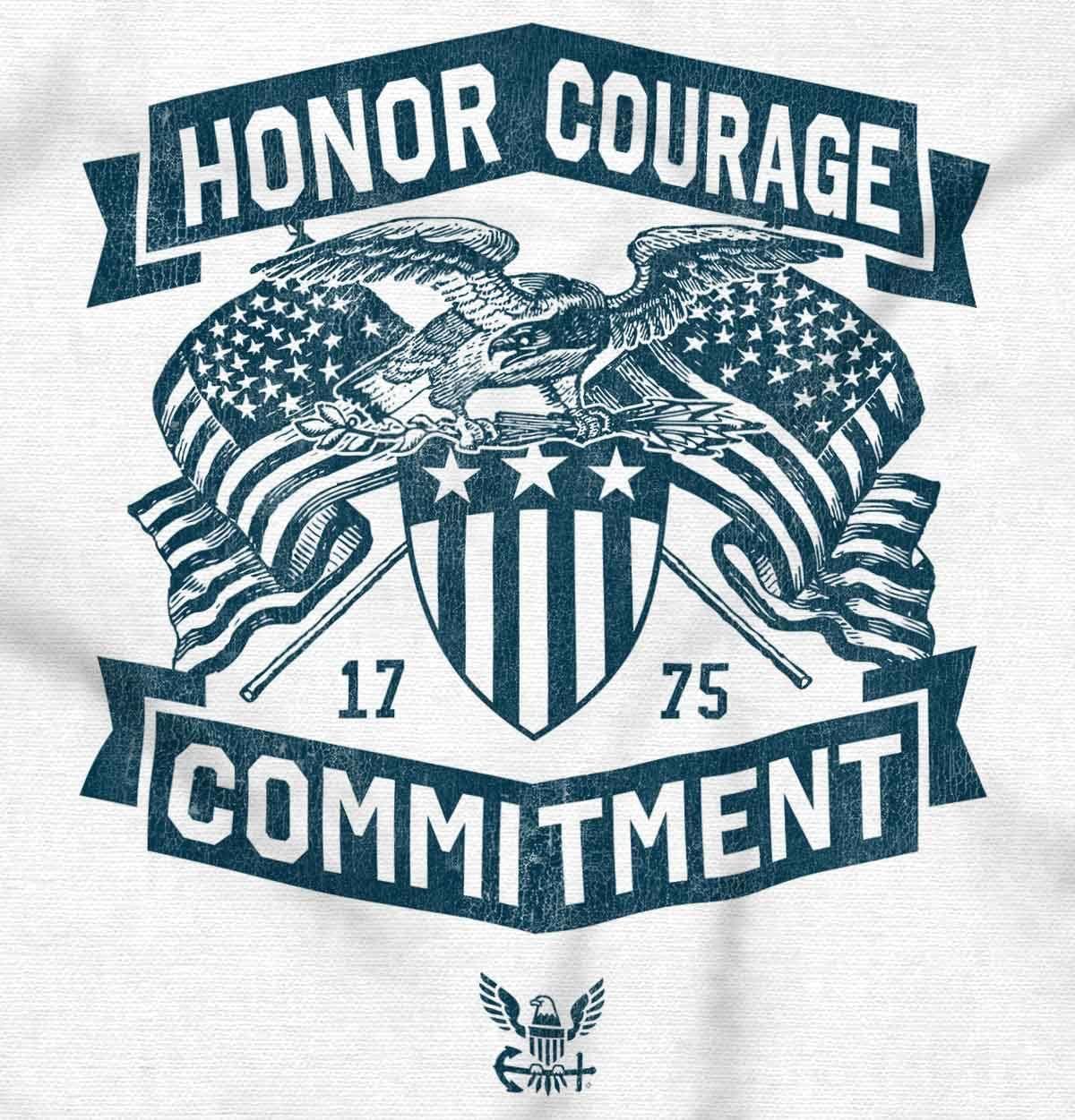 imageBrisco Brands US Navy Logo Honor Courage Commitment Womens Slim Fit Graphic TeeWhite