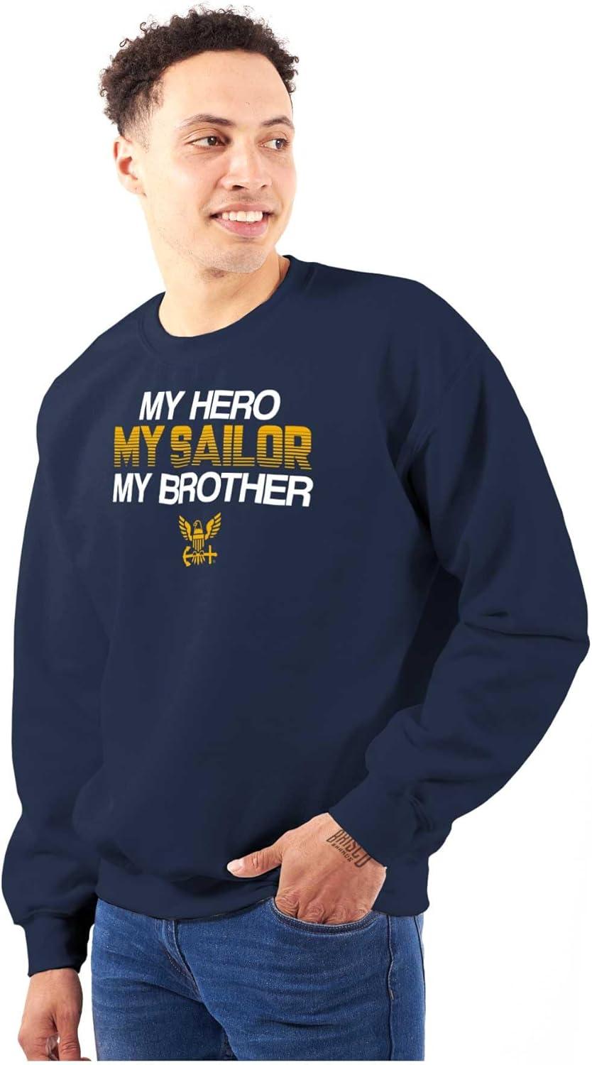 imageBrisco Brands US Navy My Hero Sailor Brother Sister Sweatshirt for Men or WomenNavy