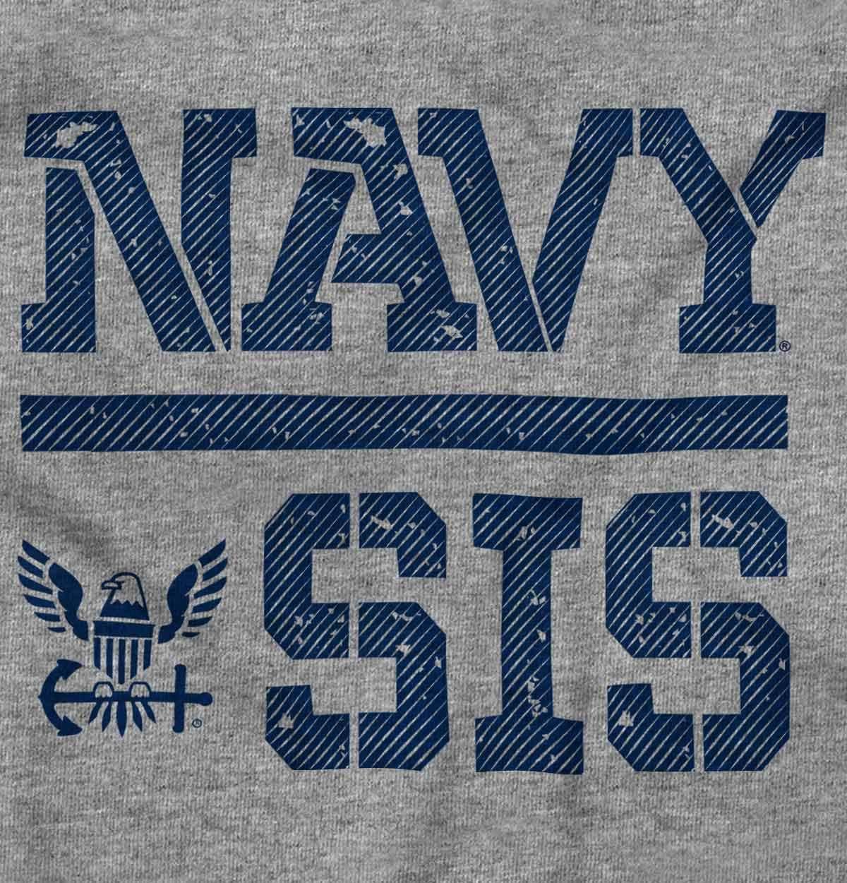 imageBrisco Brands United States American Navy Proud Sister Women Crewneck SweatshirtSport Grey