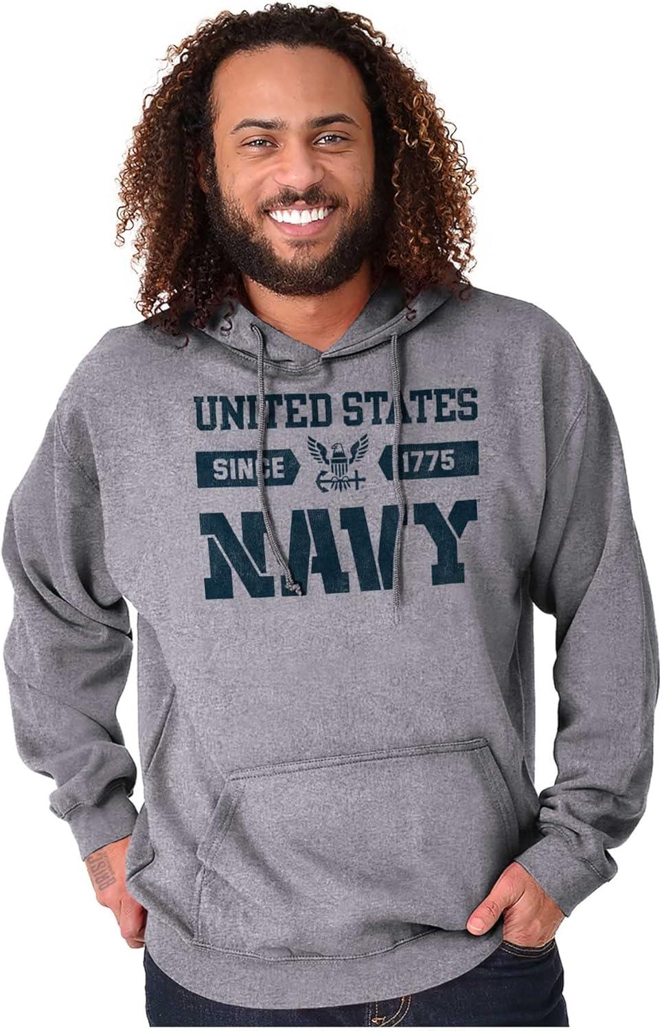 imageBrisco Brands United States Navy Since 1775 Hoodie Sweatshirt Women MenSport Grey